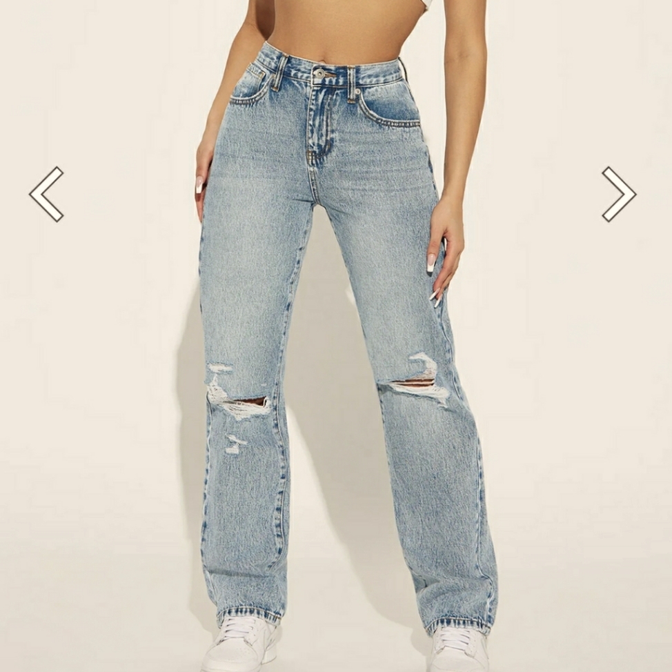 Fashion Nova Only One Non Stretch Ripped Straight Leg Jean Medium Wash 9 Nwt